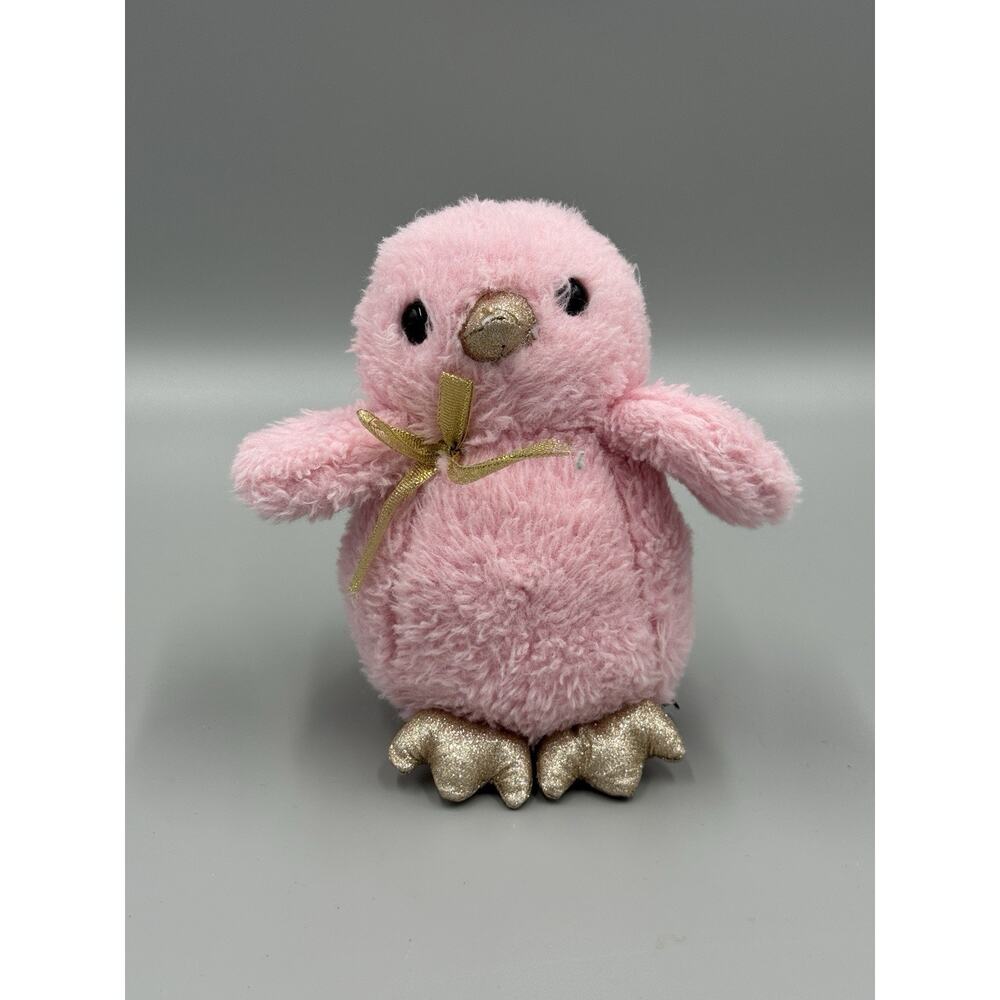 FAO Schwartz Pink Gold Chick Plush 7" Stuffed Animal Bird Toy